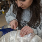 Aoife White in her studio at Yorkshire Artspace 2018